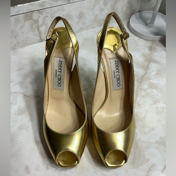 Jimmy Choo  Gold High Heels - Picture 1 of 5
